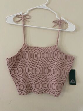 Wild Fable Mauve Ribbed crop Knit Camisole size Plus 1X with Bow details